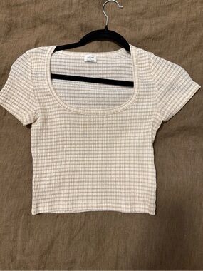 Wilfred Short Sleeve Crop Top - Cream/Tan